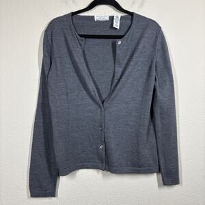 Exclusively Lord & Taylor Womens Size Small Merino Wool Cardigan Gray Button Up